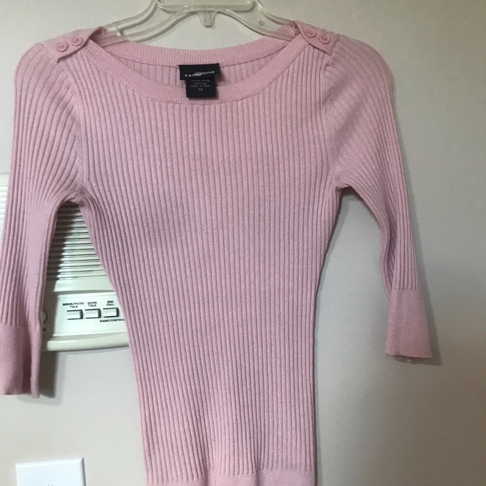 NEGOTIATIONS OPEN Fitted Baby Pink Sweater